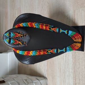 Handmade beaded necklace and earrings